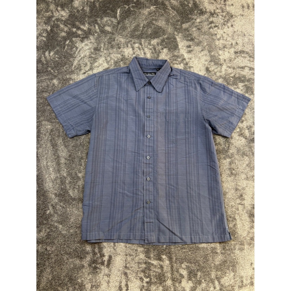 Red Level Nine Button Up Mens Small Blue Textured Stripe Short Sleeve Shirt